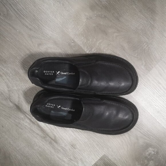 Denver Hayes Quad Comfort Men's Size 9.5 Black Full Grain Leather Upper Loafers - Picture 4 of 9
